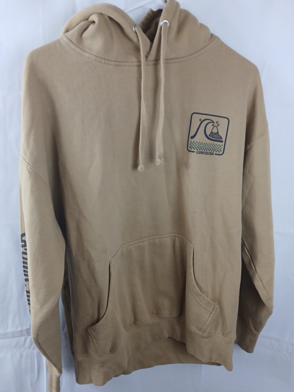 Quiksilver Tan Pullover Hoodie with Wave Chest Logo